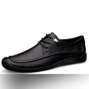 Elegant Black Leather Men's Derby Shoes